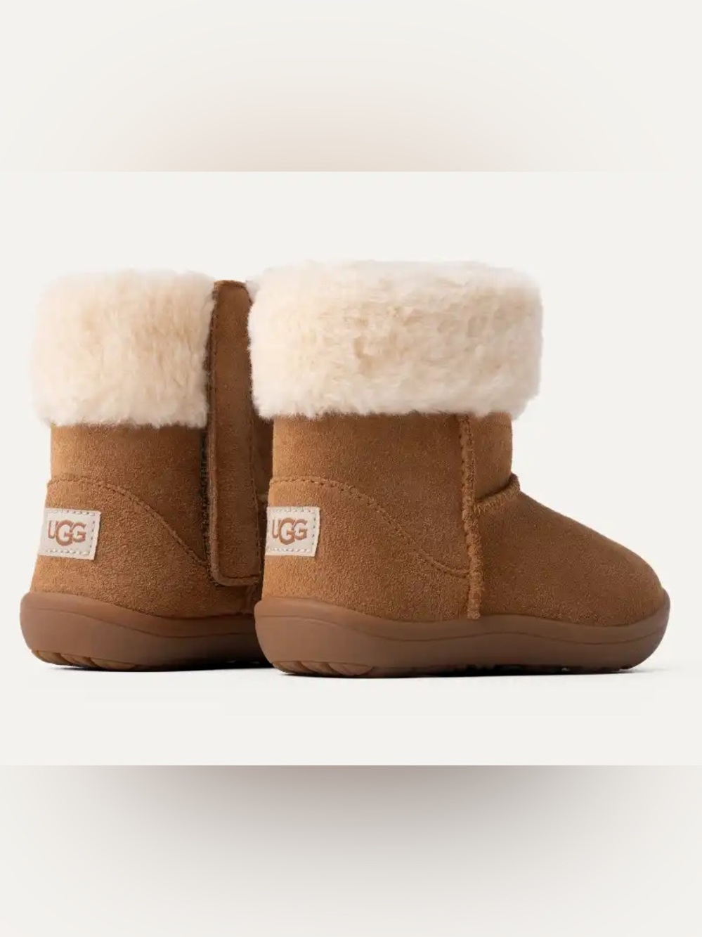 UGG Toddler Chestnut Suede Boot with Cream Shearling Cuff